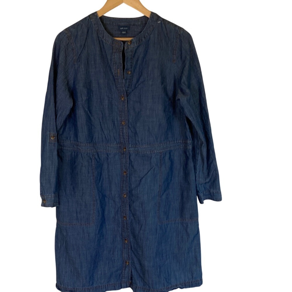 J Jill Womens Denim Button-Up Dress Size Medium‎ Classic Casual Lightwash